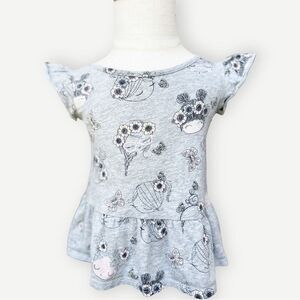 Baby Gap Girls Toddler Kids Flutter Sleeve Peplum Hem Top. Tee. 12-18 Months.